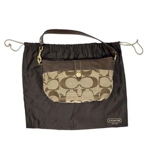 COACH Women's Small Brown Monogram Shoulder Purse With Dust Bag